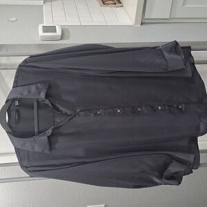 Tahari Charcoal Grey Button-Up Blouse, Size 1X